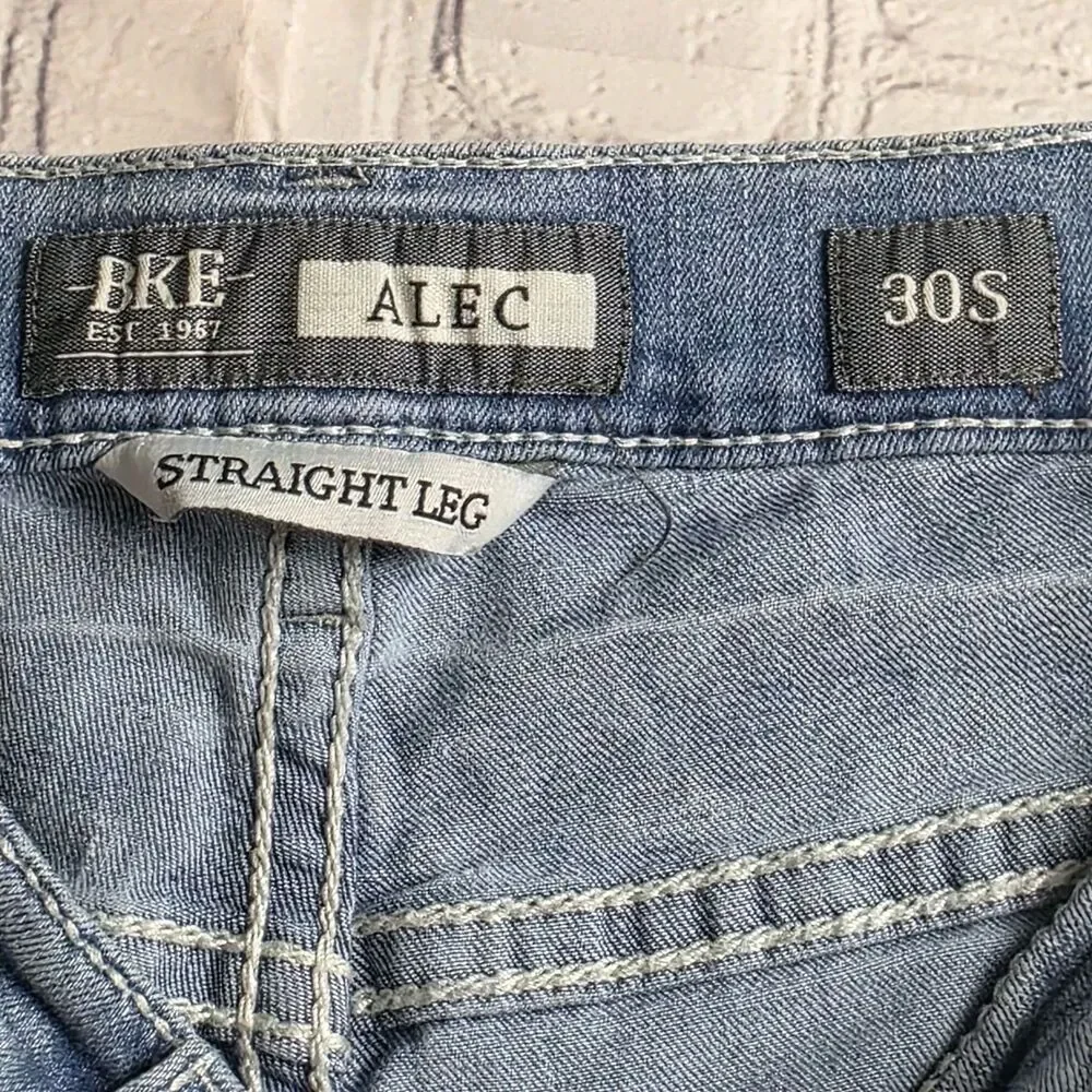 BKE Alec Men's 30S Blue Straight Leg Stretch Casual Denim Jeans